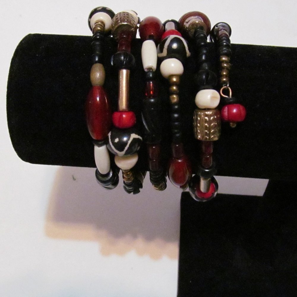 Mixed metals and beads wrap around bracelet